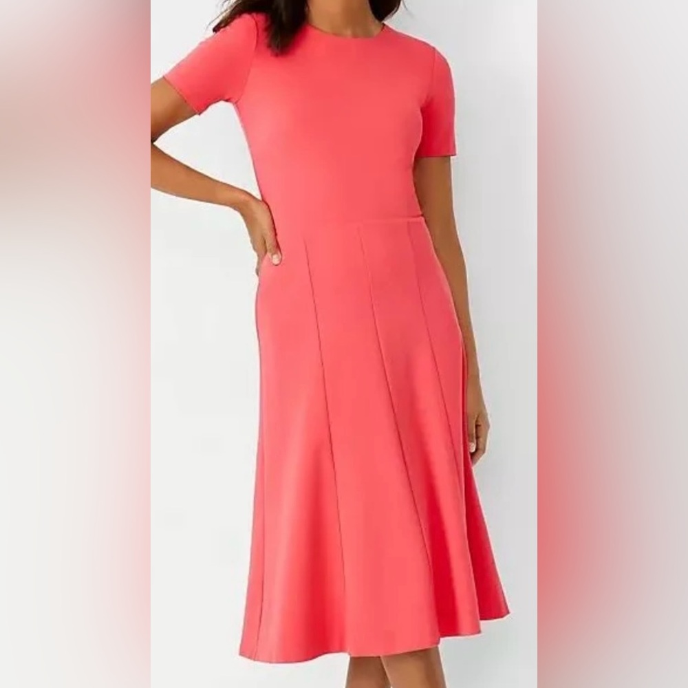 Ann Taylor Vibrant Pink Midi Dress NWT
